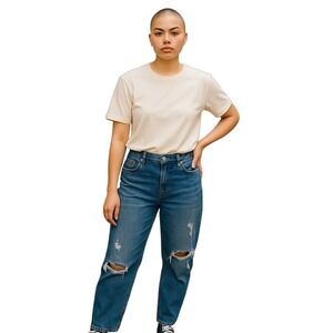 Levi's Wedgie Jeans Ripped Distressed Denim High Rise Blue Size 32